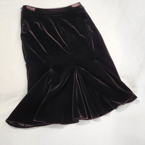 GIORGIO ARMANI Vintage Chocolate Velvet Skirt Size 46 US 6/8 Italy Exc. Condit. - Picture 3 of 16